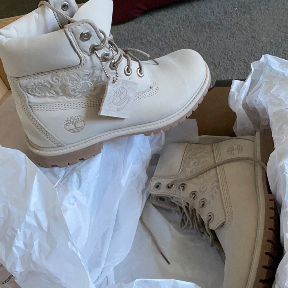 New white Timberlands